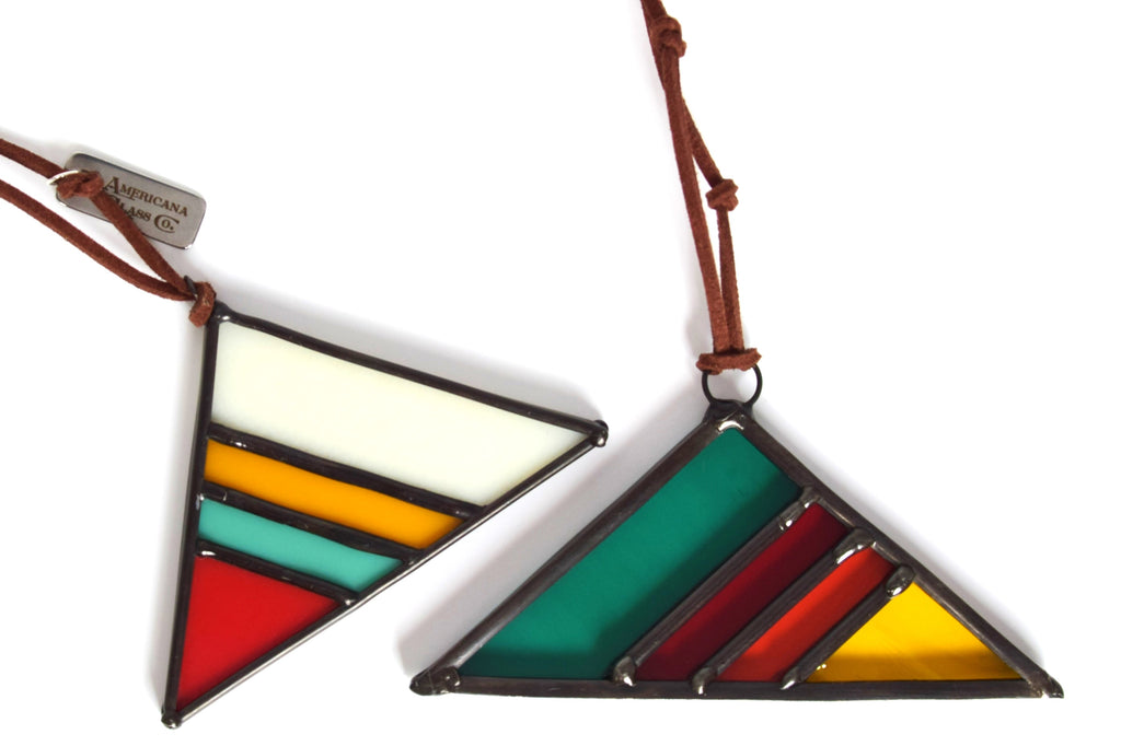 Small handmade stained glass mountain pendant
