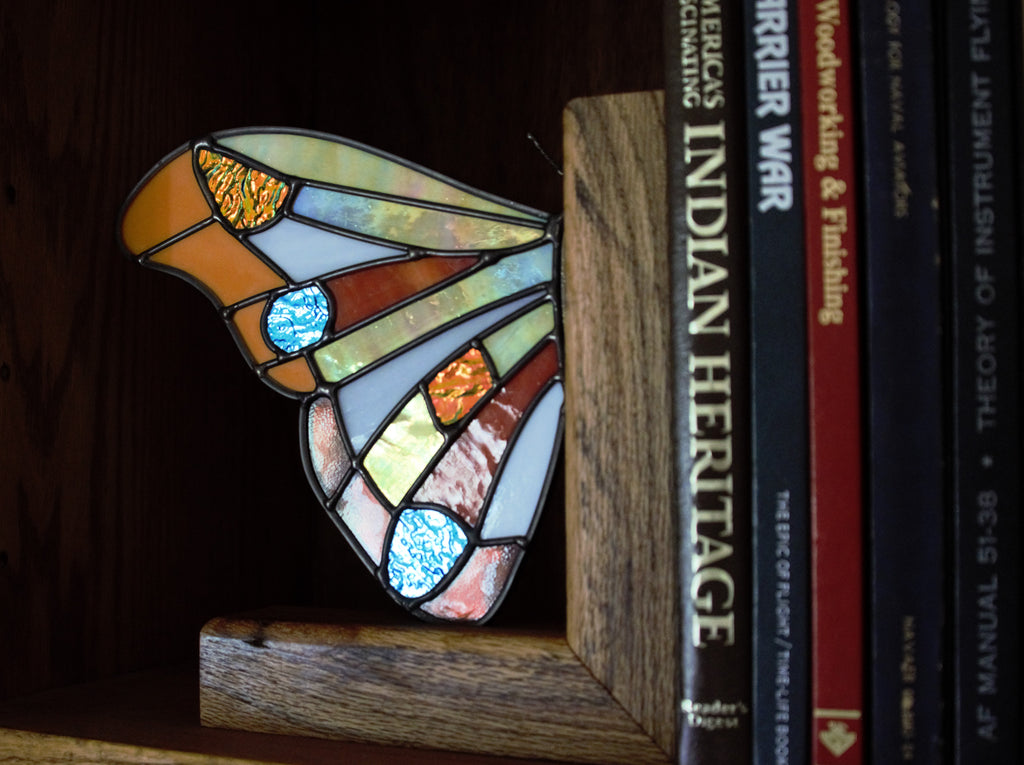 Handmade stained glass butterfly wing bookend
