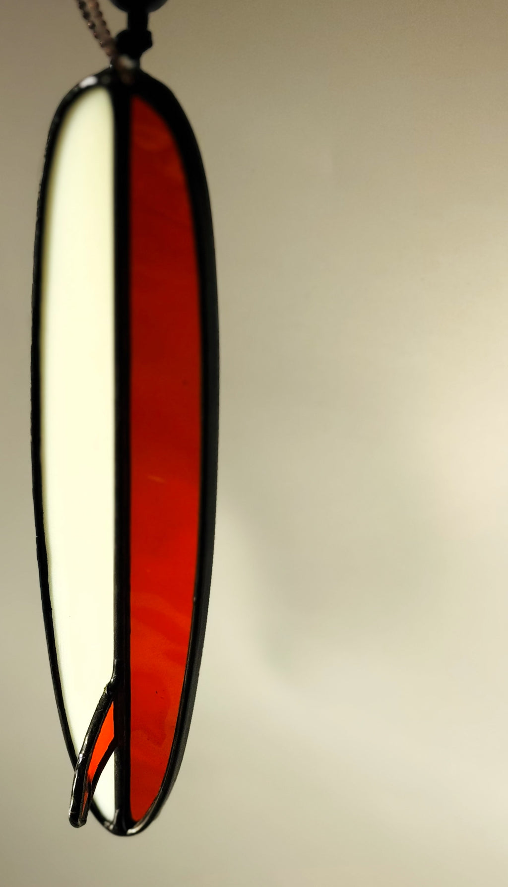 Small handmade stained glass surfboard ornament
